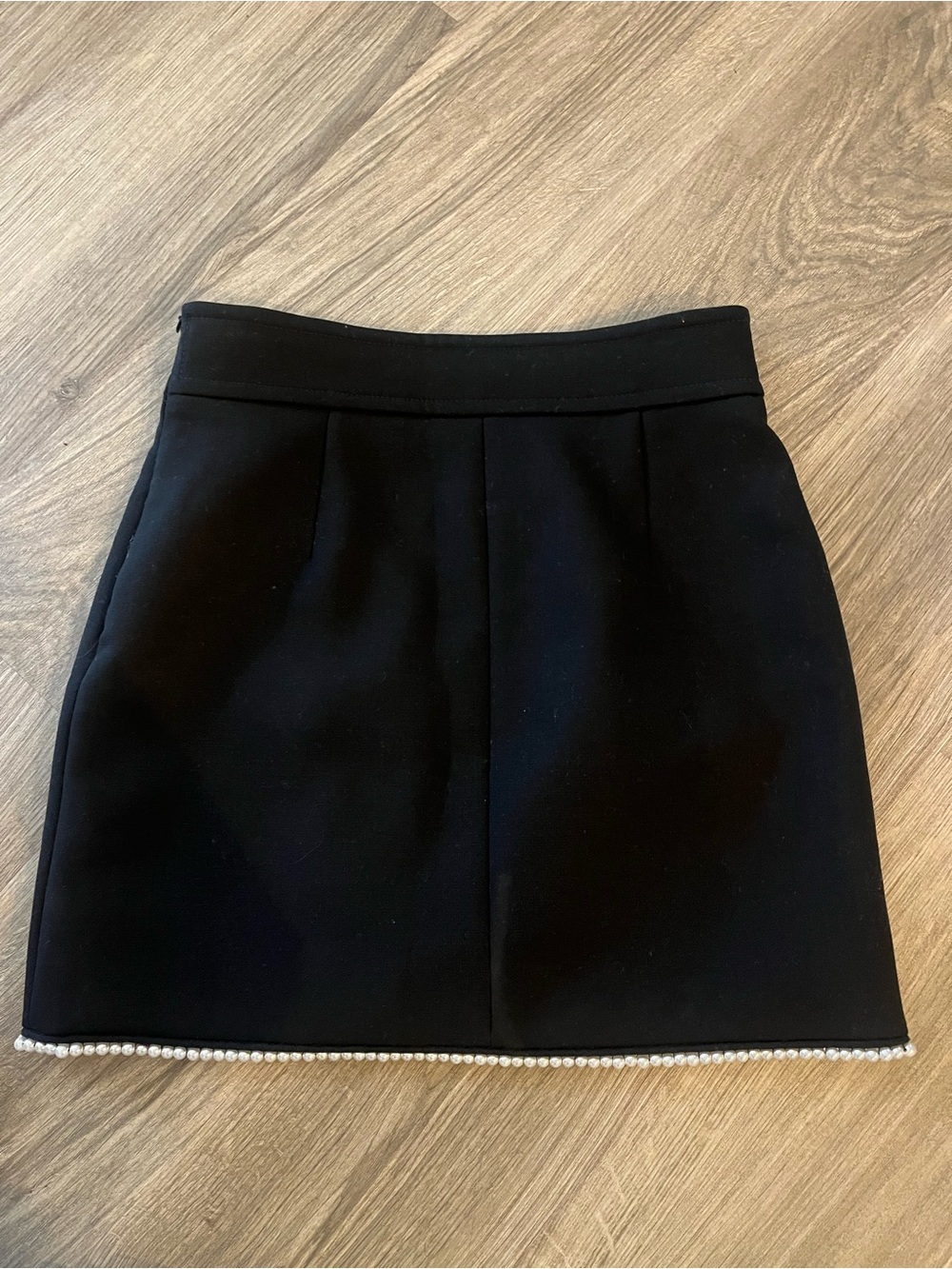 Sandro Paris Pearl-Trim Black Mini Skirt - Picture 3 of 6